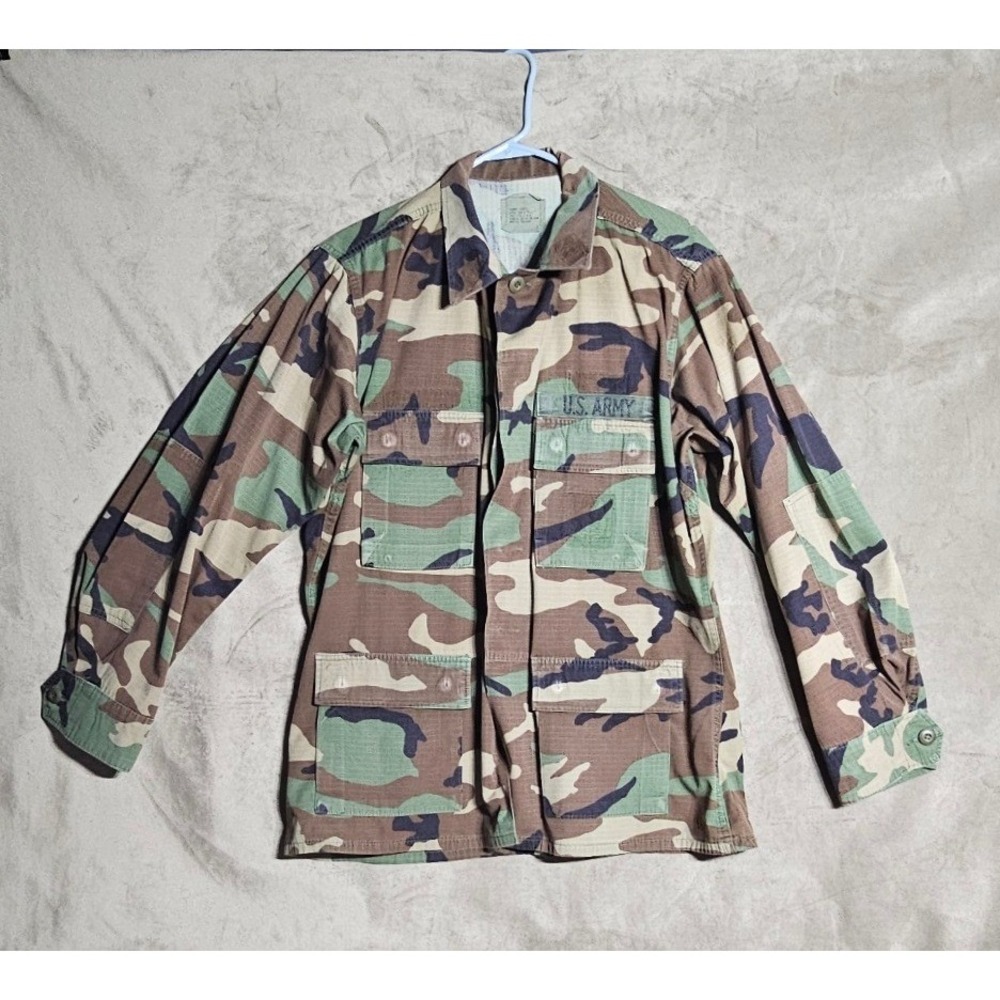 Vintage US Army Woodland Camo Ripstop‎ Combat Coat/Blouse Jacket Medium Regular